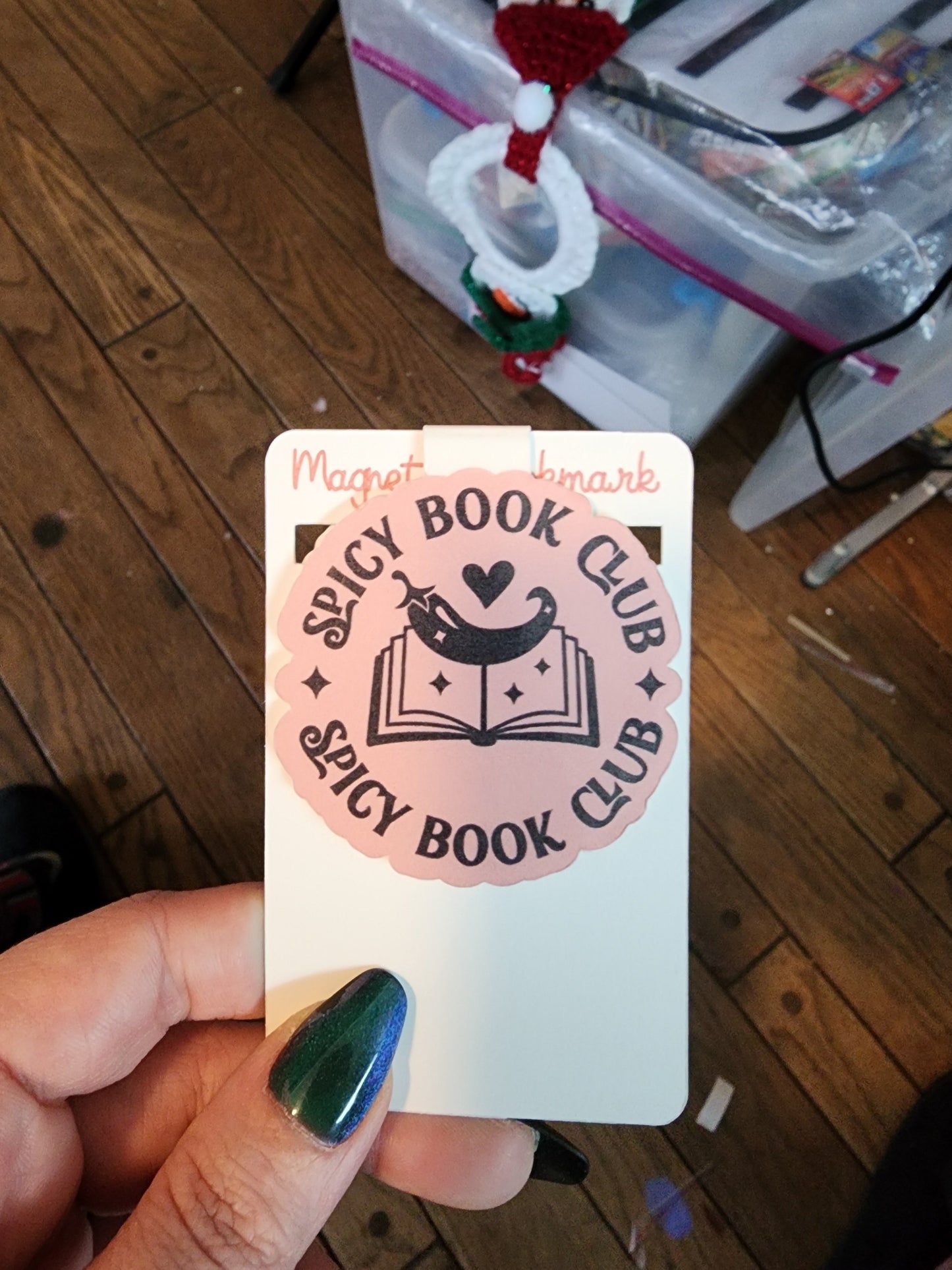 Pink Spicy book club magnetic bookmark