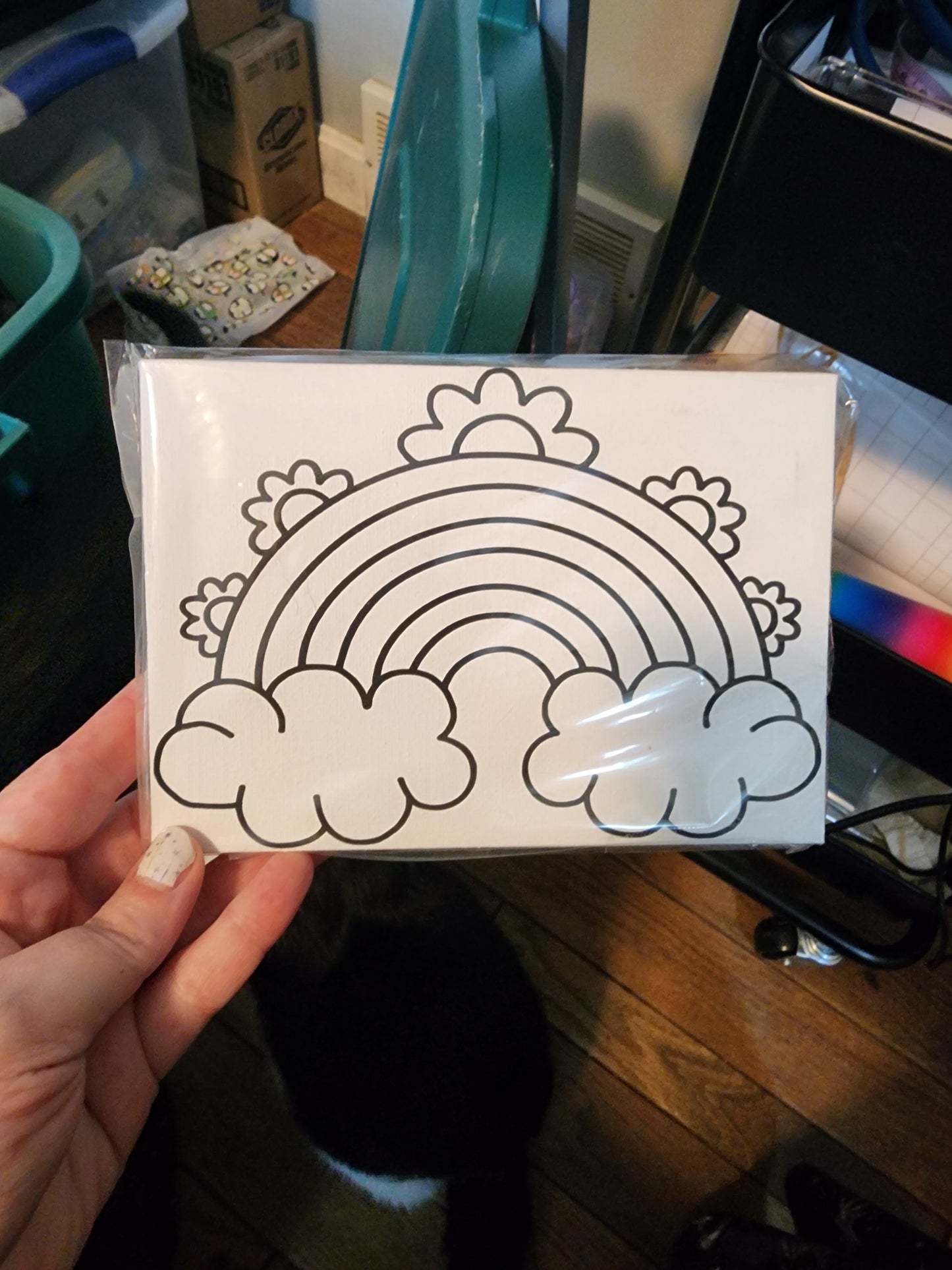 Rainbow Flowers Paint Your Own Canvas 5 by 7