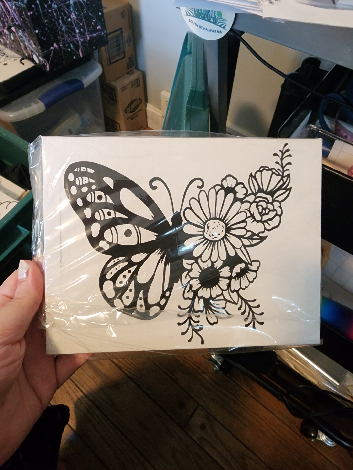 Butterfly Flowers Paint Your Own Canvas 8 by 10