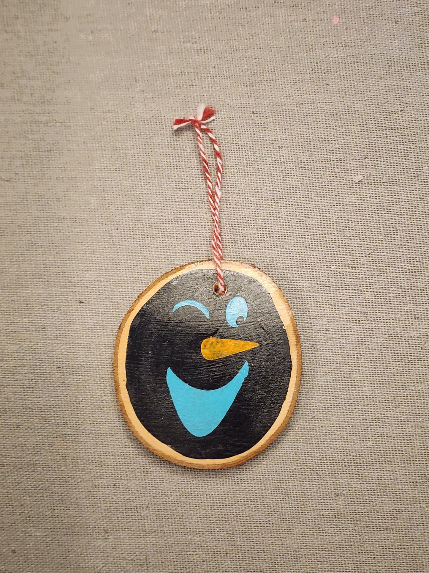 Snowman Face Wood Ornament