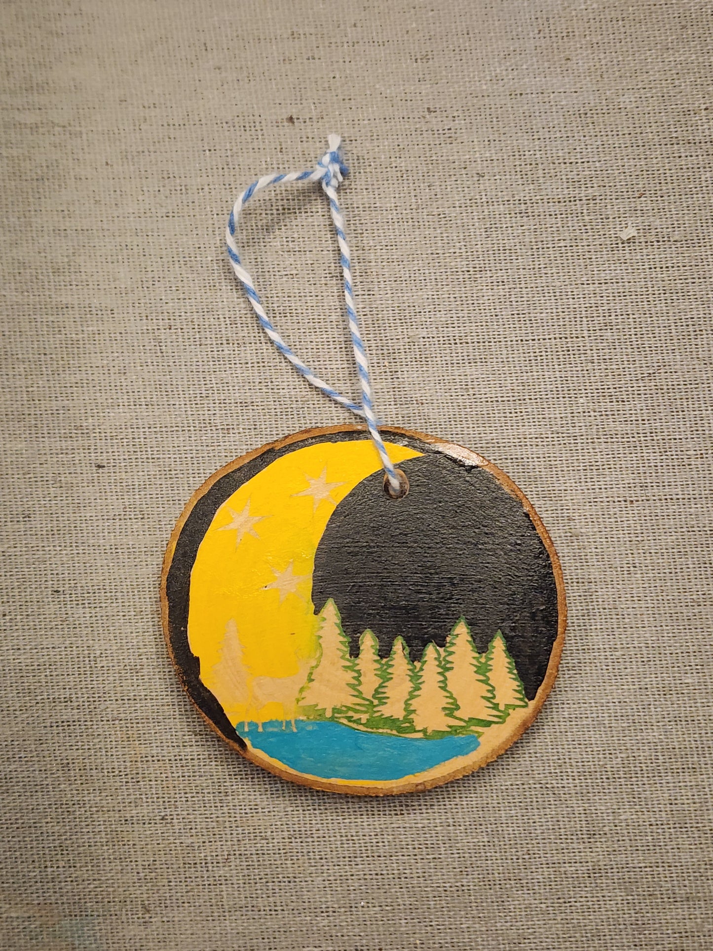 Moon and forest Wood Ornament