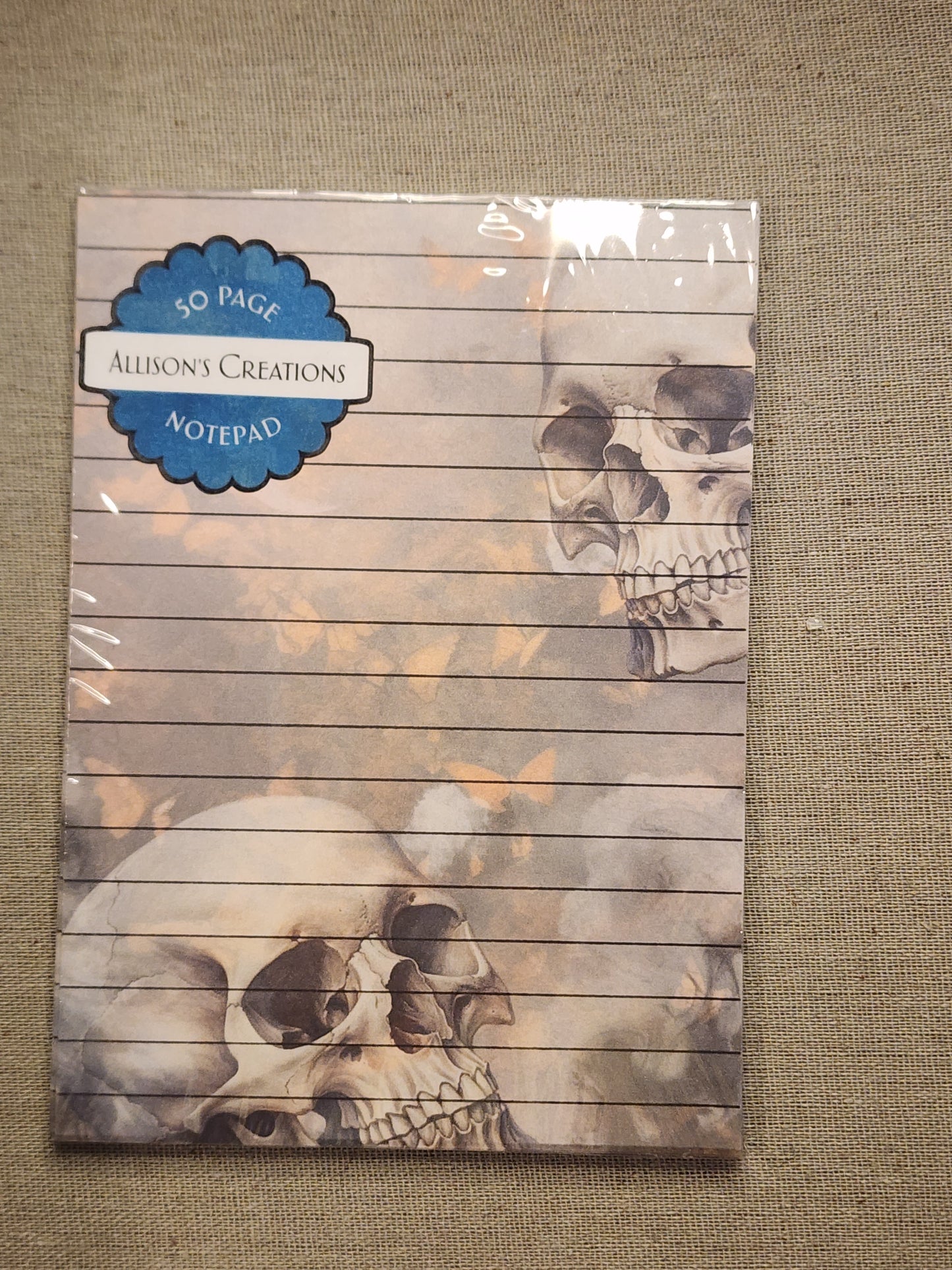Skull and Butterflies Notepad