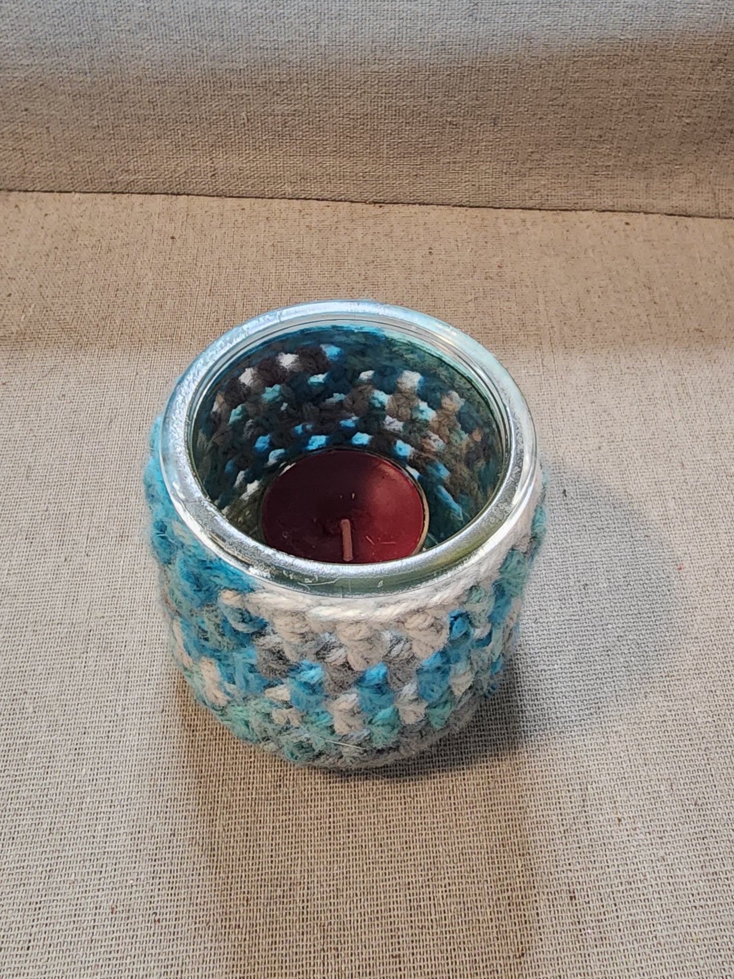 Candle Jar Sleeves Blue and Grey