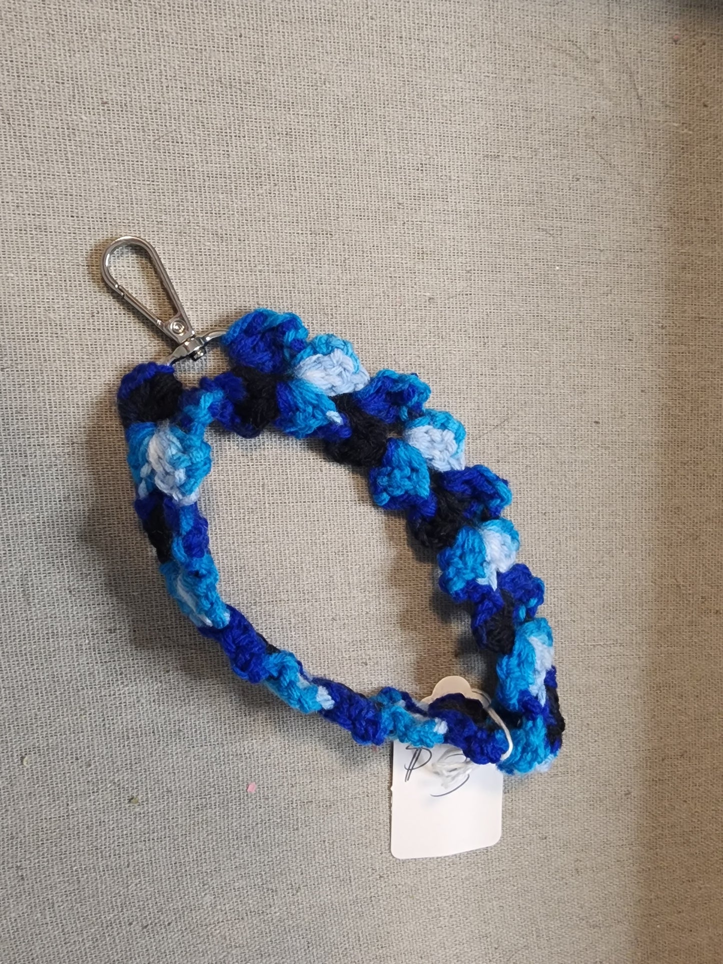Crochet wristlet blue