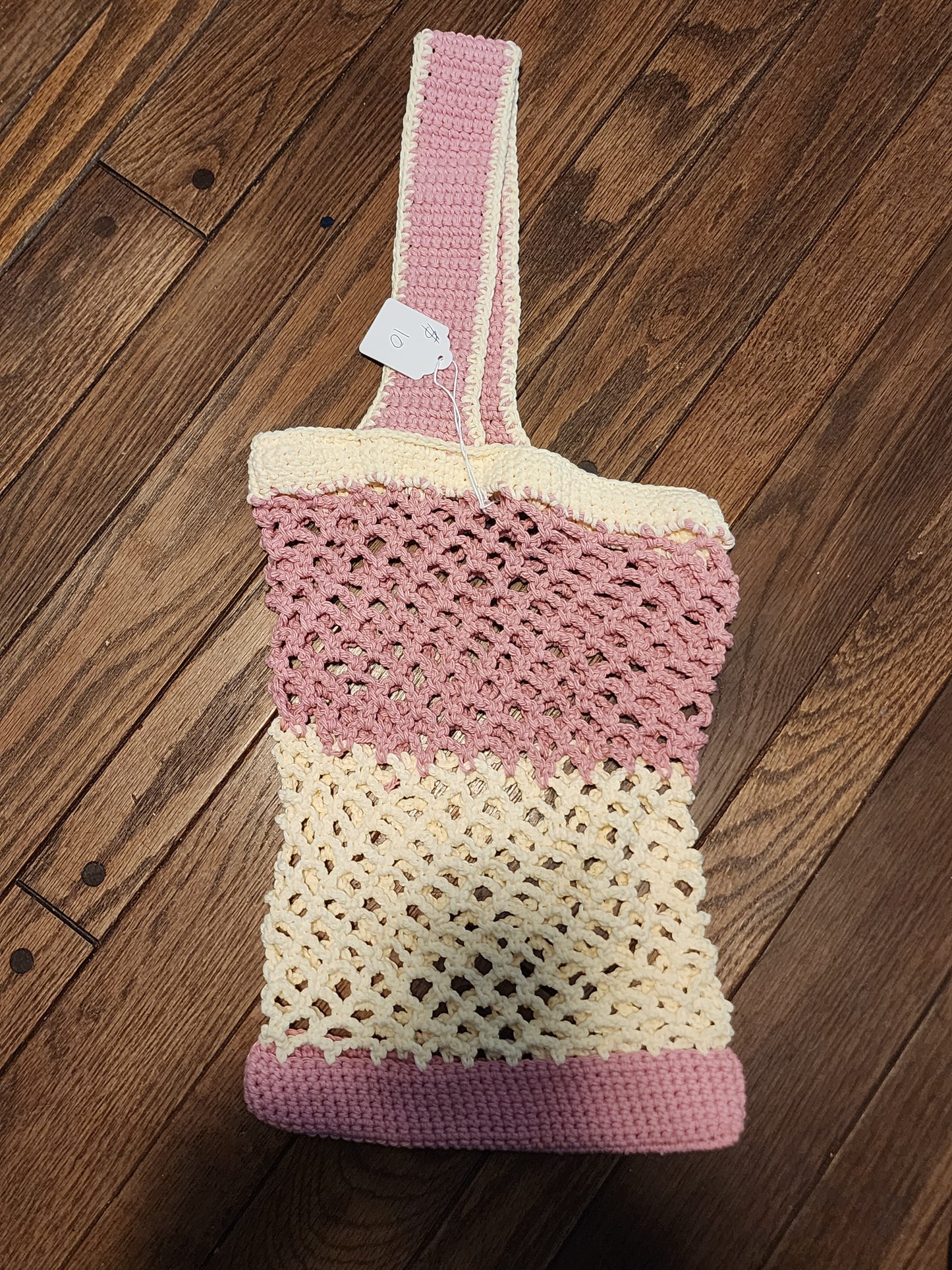 Pink and White Mesh Bag Crochet