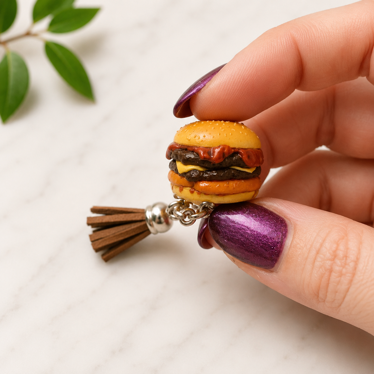 Carl's Jr Bacon Burger Mini brand toy keychains