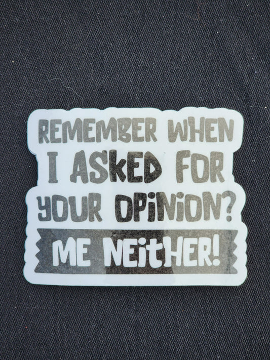 Remember when i asked for your opinion? Me neither