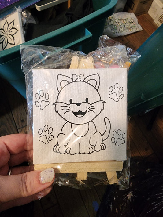 Happy Kitty Paint Your Own Canvas 4 by 4