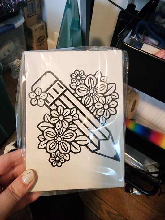 Pencil Flower Paint Your Own Canvas 5 by 7