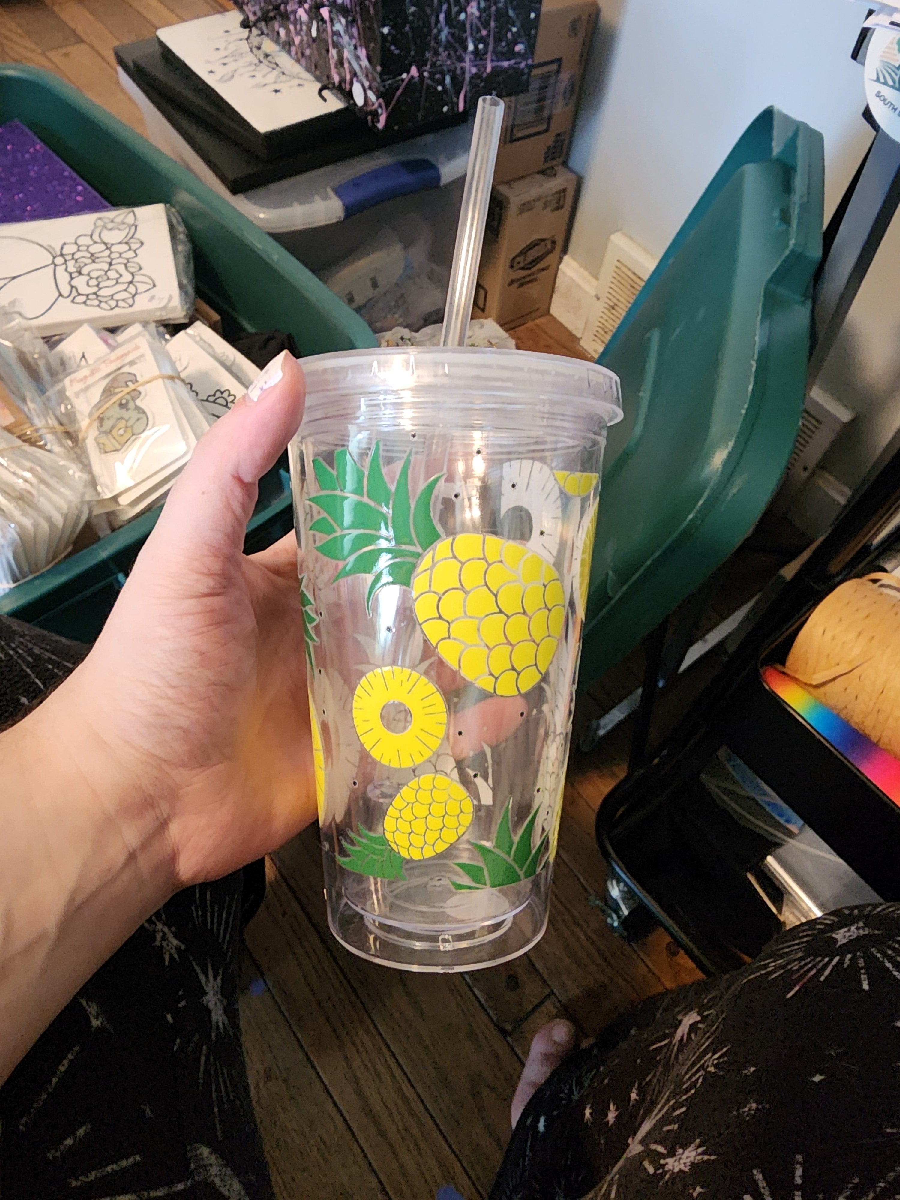 Pineapple Cup with Straw