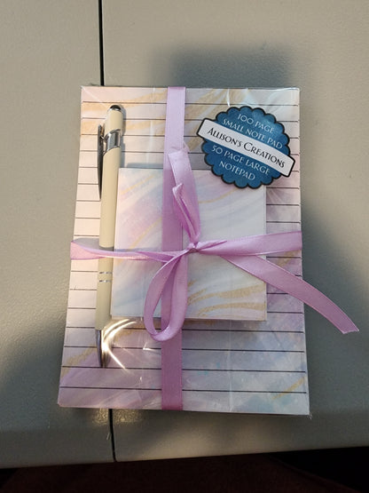 Watercolor Waves Notepad Set With Pen