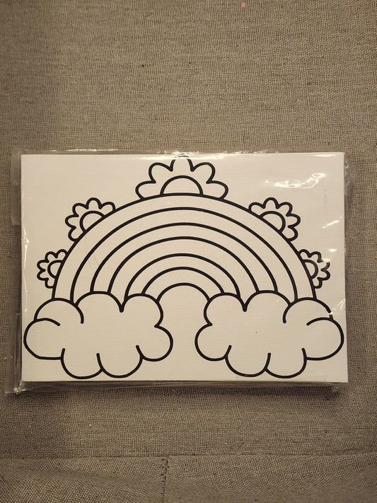 Rainbow Flowers Paint Your Own Canvas 5 by 7