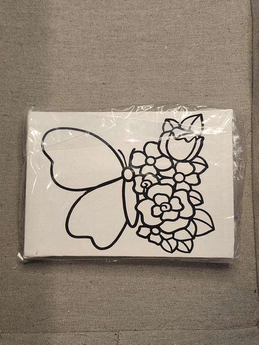 Flower Butterfly 5x7 paint your own canvas