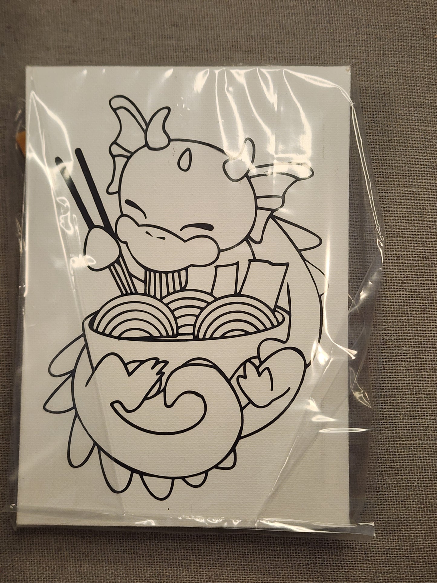 Dagon eating ramen Paint your own canvas 5x7