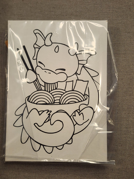Dagon eating ramen Paint your own canvas 5x7