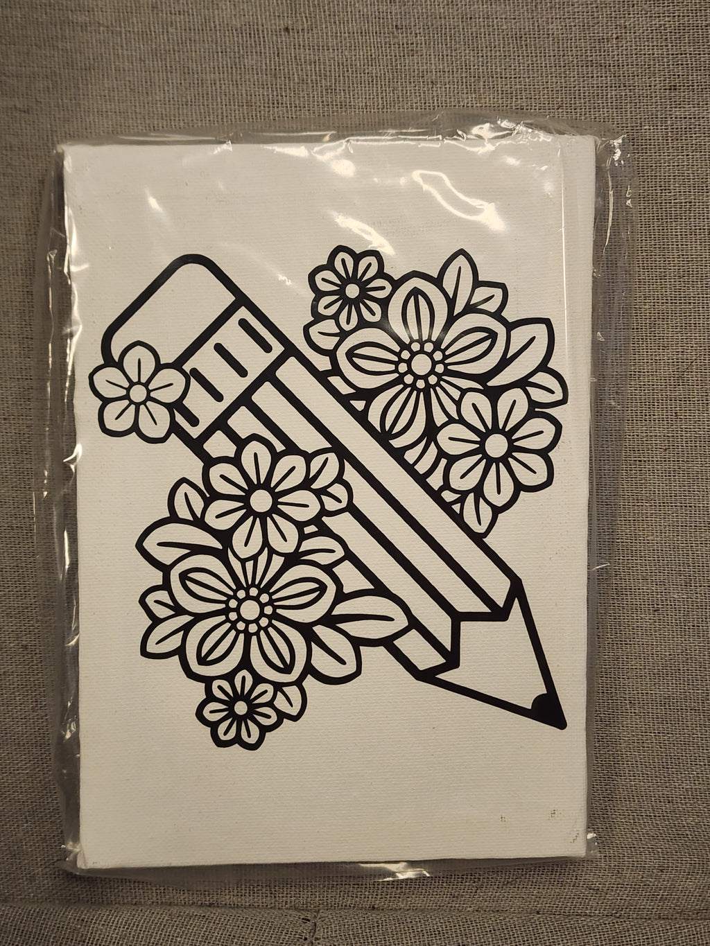 Pencil Flower Paint Your Own Canvas 5 by 7