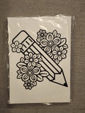 Pencil Flower Paint Your Own Canvas 5 by 7