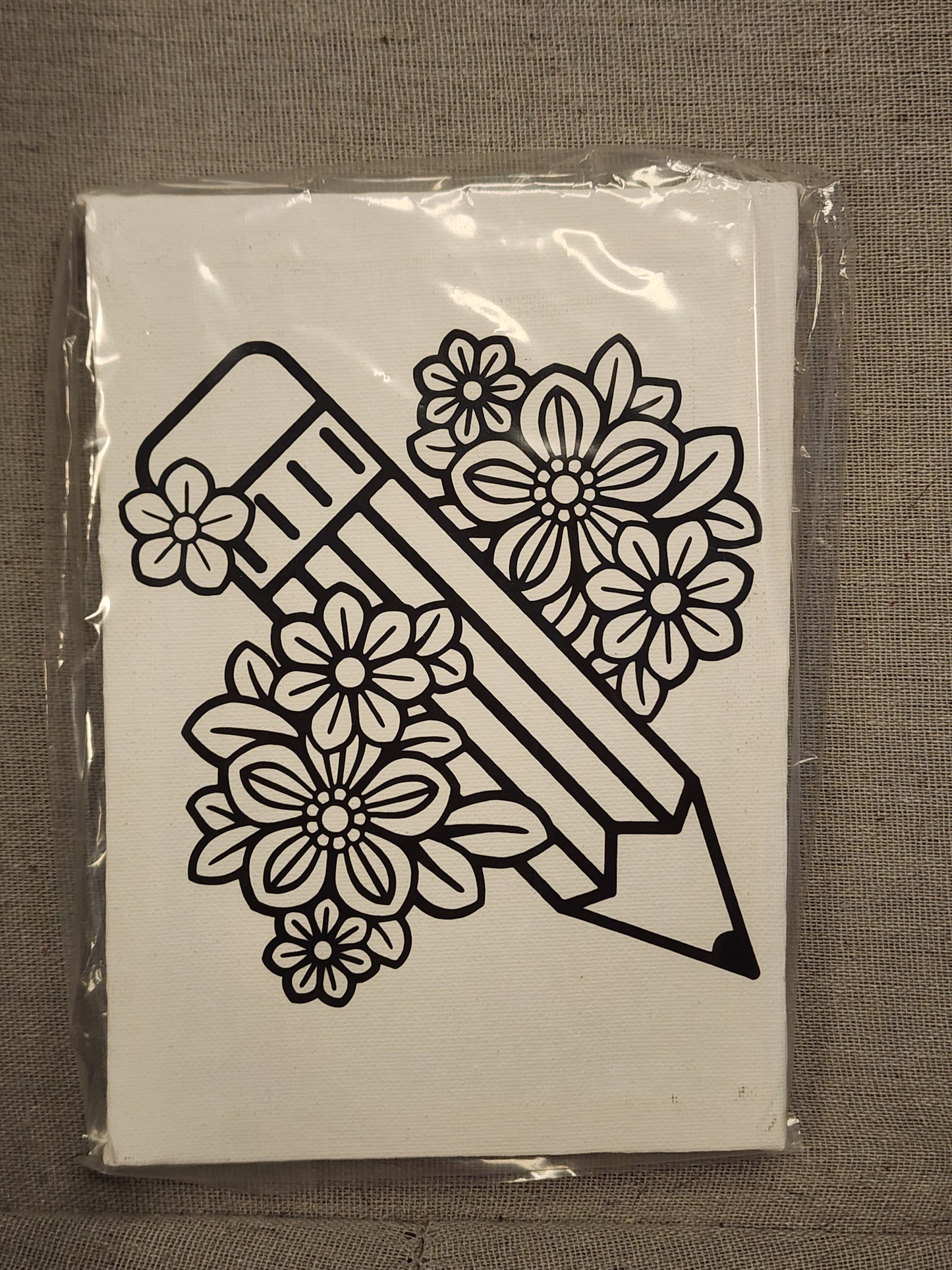 Pencil Flower Paint Your Own Canvas 5 by 7