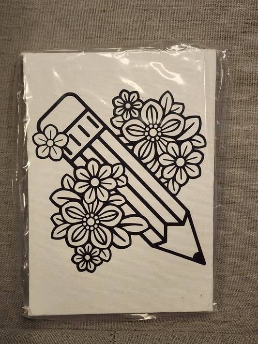 Pencil Flower Paint Your Own Canvas 5 by 7