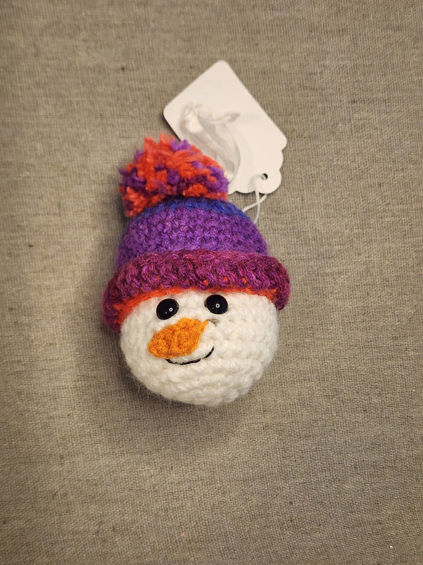 Purple Hat Snowman ornament