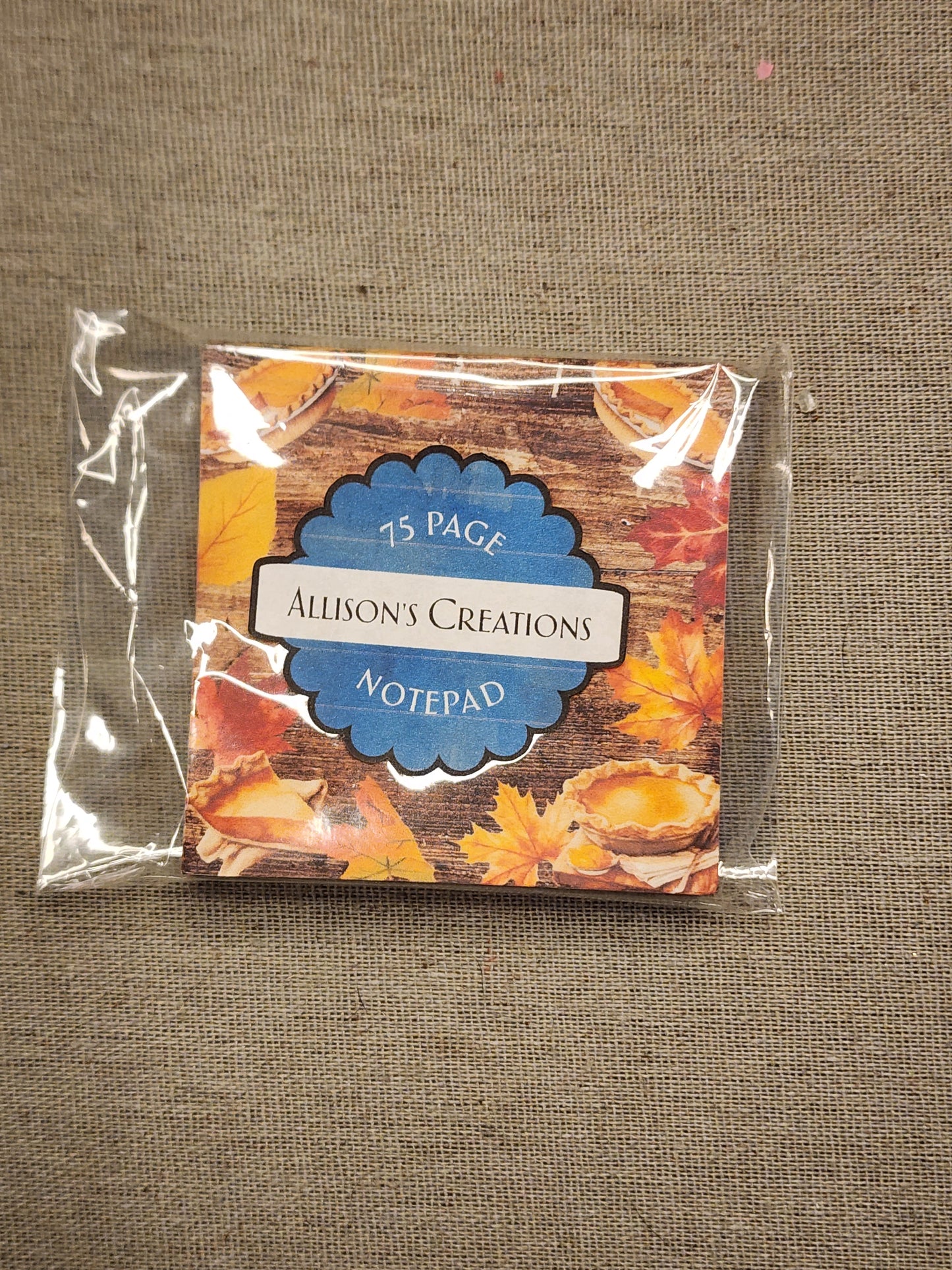 Small fall pumpkin pie notepad