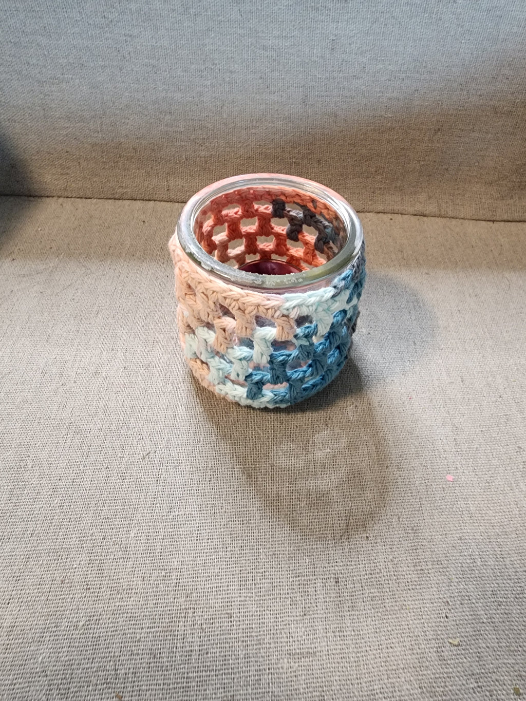Candle Jar Sleeves Peach and Blue