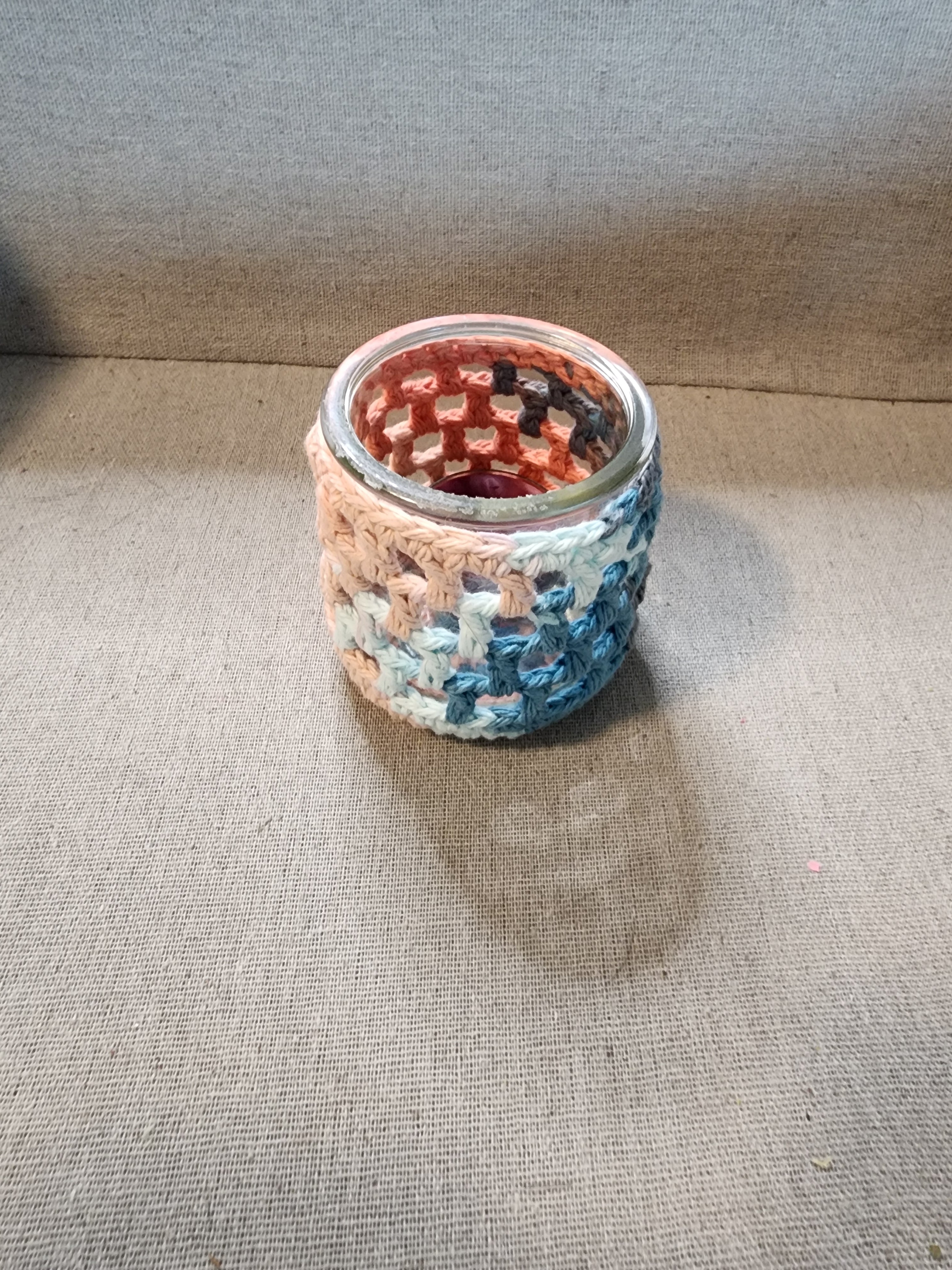 Candle Jar Sleeves Peach and Blue