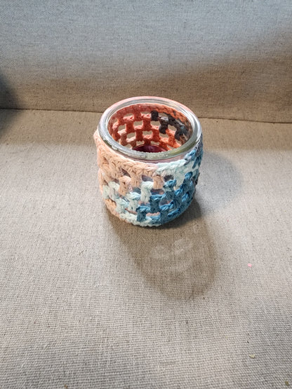 Candle Jar Sleeves Peach and Blue