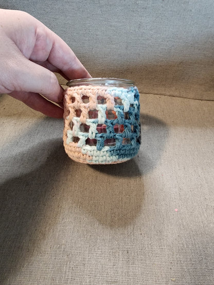 Candle Jar Sleeves Peach and Blue