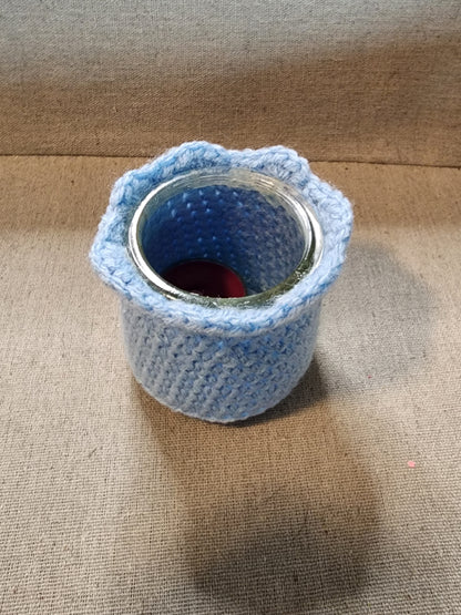 Candle Jar Sleeves Baby Blue with frill