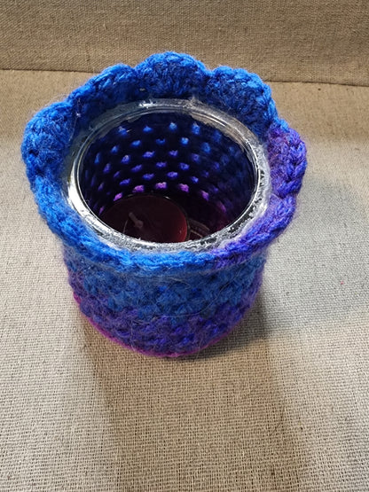Candle Jar Sleeves Purple/ Blue with Frill