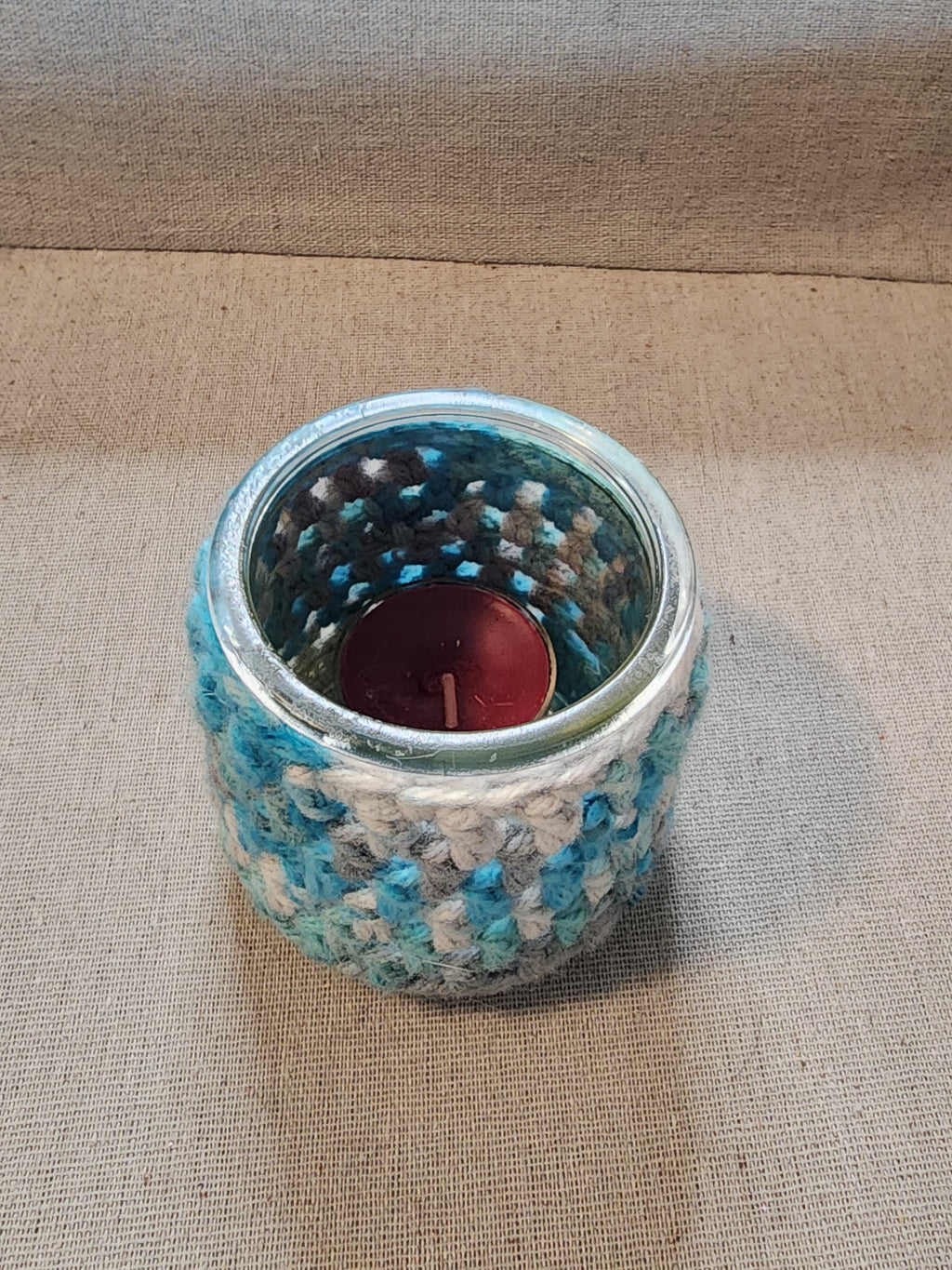 Candle Jar Sleeves Blue and Grey