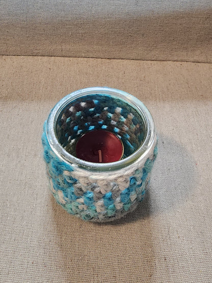 Candle Jar Sleeves Blue and Grey