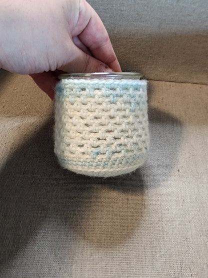 Candle Jar Sleeves Light Blue and White
