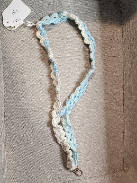 Crochet Lanyard Blue and White