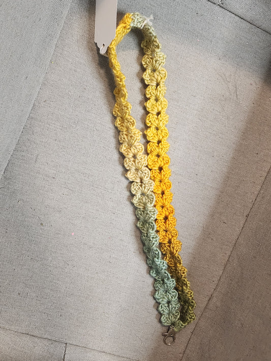 Crochet Lanyard Gold and Green
