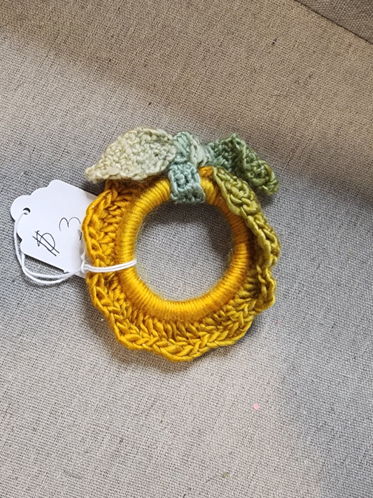 Crochet Hair Tie Gold and Green