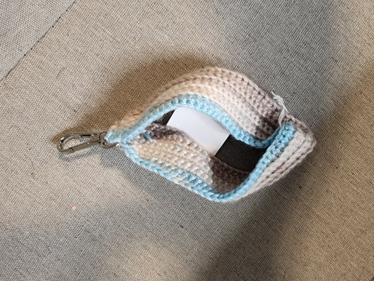Crochet Wristlet Blue and Grey