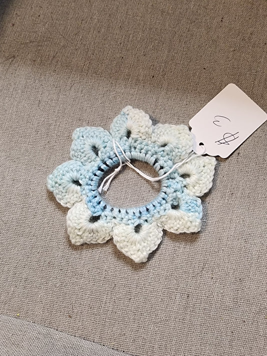 Crochet Hair Tye White and Blue