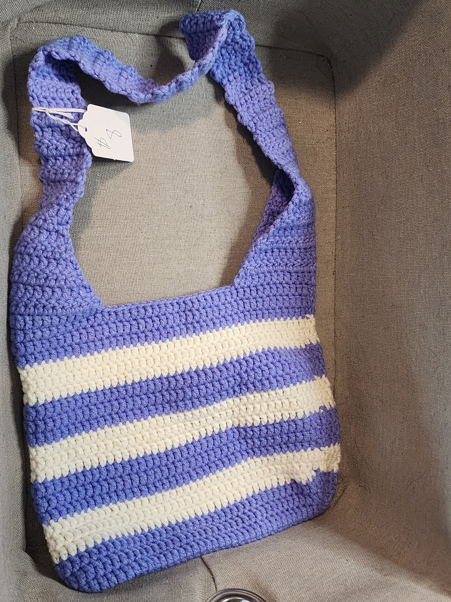 Purple/Blue and White Crochet Bag