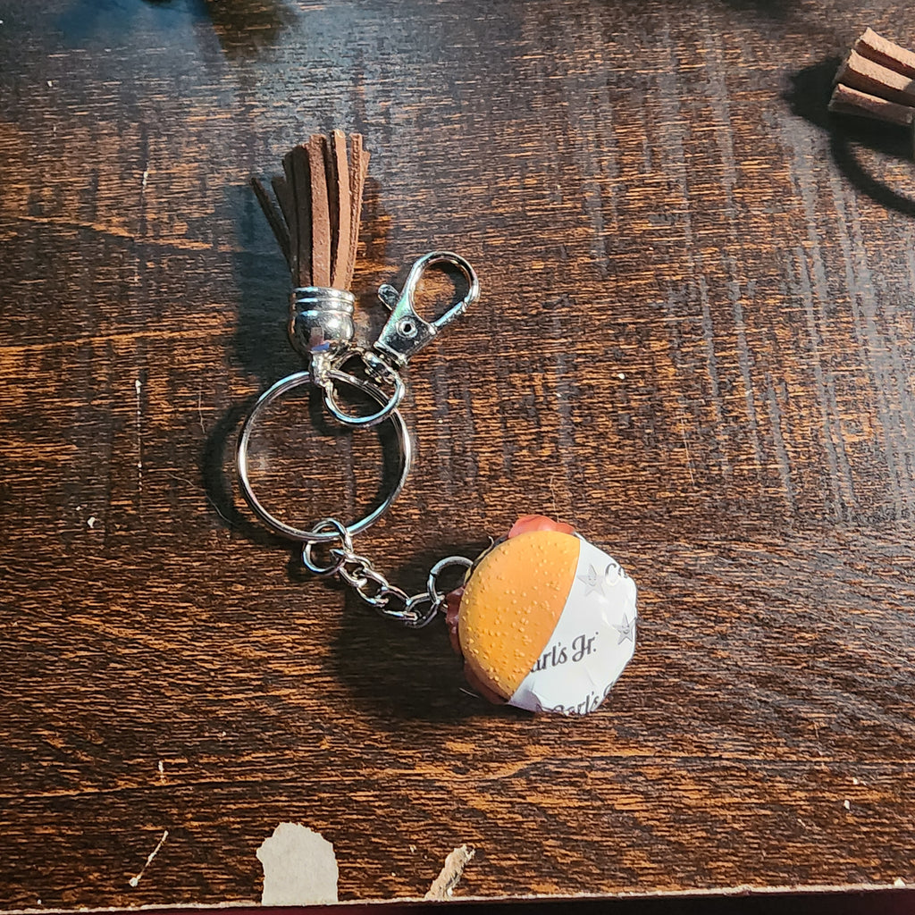 Carl's Jr Bacon Burger Mini brand toy keychains