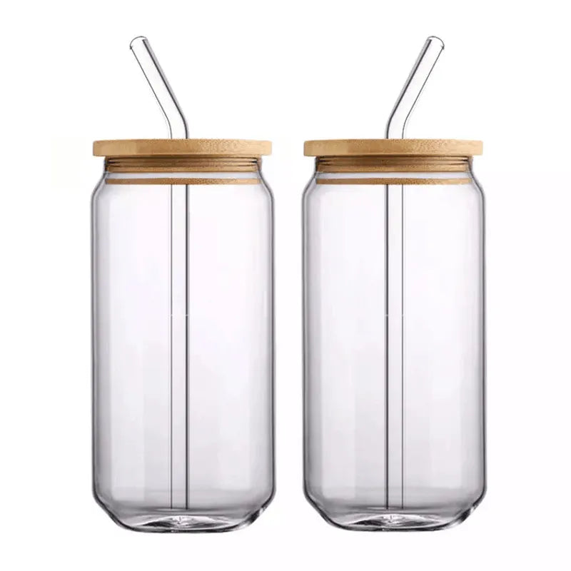 20oz glass beer can Cup with lid and straw