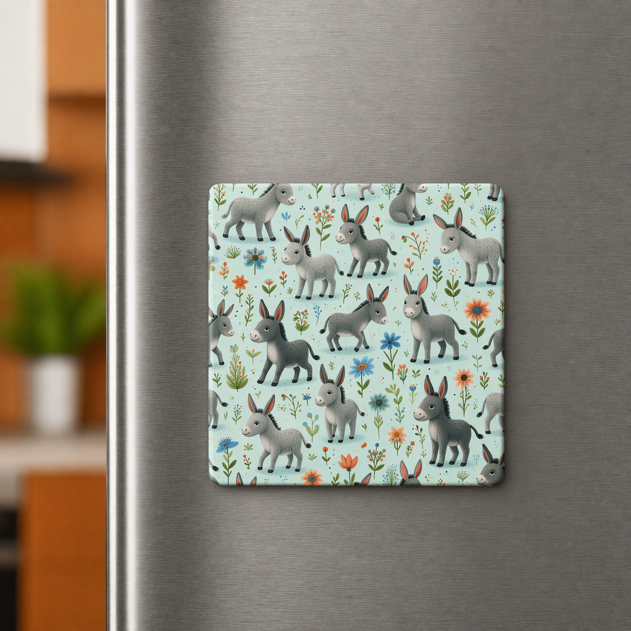 Blue Donkey Fridge Magnet 2in by 2in