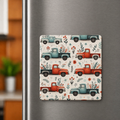 Red and Blue Farm Truck Fridge Magnet 2in by 2in
